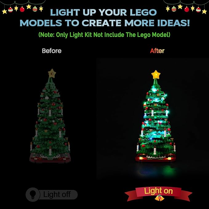 Upgraded Led Light Kit Compatible with Lego Christmas Tree Building Set Lights Decoration Compatible with Lego 40573 Gift Idea for Christmas Tree Lights (Model Not Included)