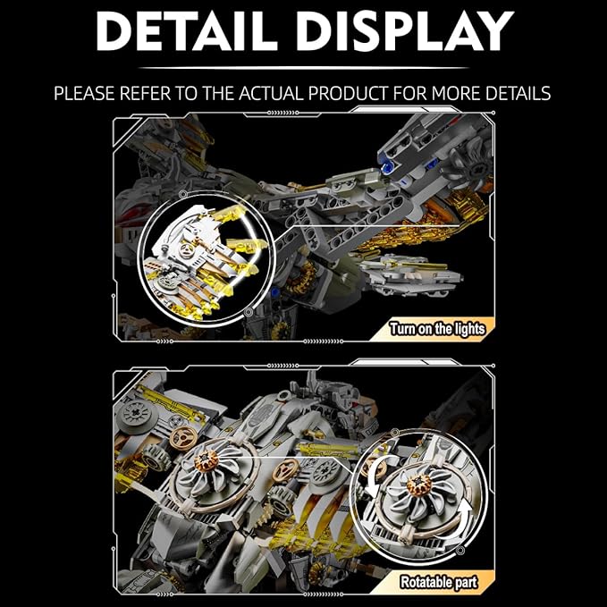 Mechanical Eagle Building Set with Light Compatible with Lego for Adult Rotatable Eagle Building Blocks Gift for Girls Boys Teens Age 12+ (1168 PCS)