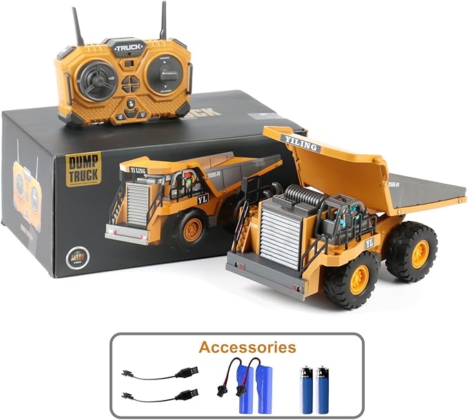 Dwi Dowellin Remote Control Dump Truck Toys for Boys 4-7Construction Rc car with Lights/Sounds for Kids Age 8-12 Year OldIdeal for Boys Age 3+