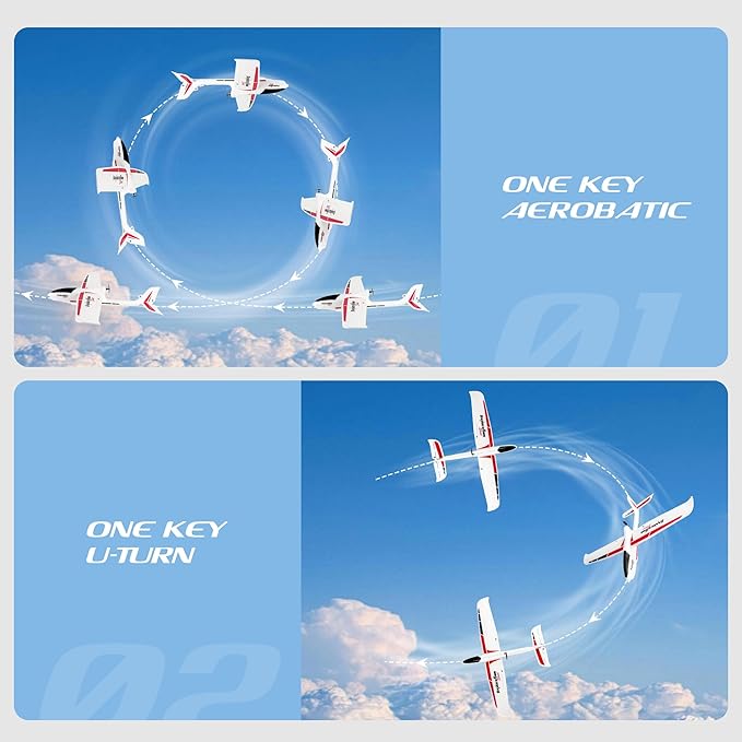 28℃ RC Plane Ranger600 4 Channel Glider Remote Control Airplane 2.4Ghz Ready to Fly RC Airplane Xpilot Stabilization System &amp One Key Aerobatic for AdultsKidsBeginners
