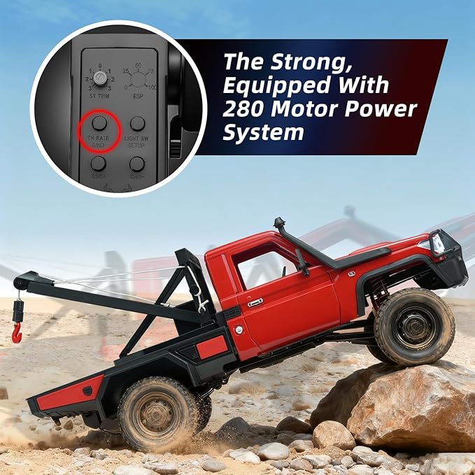 MN82T RC Rock Crawler Car 1/12 Scale Toyota Pickup Truck  2.4GHz 4WD Off-Road Remote Control Truck 2-Speed Modes 2×1200mAh Batteries All-Terrain Crawler for Adults Kids Indoor Outdoor (whth Gift)
