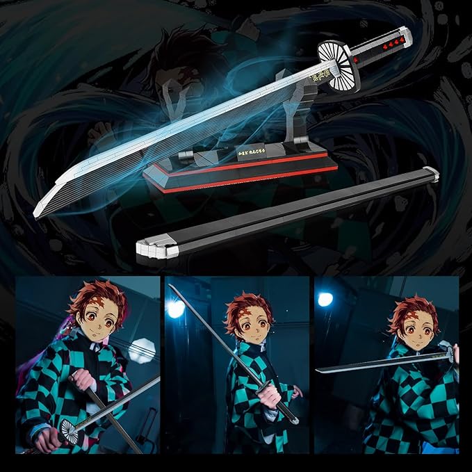 TOY PLAYER Kamado Tanjirou Sword Building Set Compatible with Lego Katana Building Block Set Gift for Adult