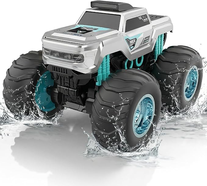 1:14 Amphibious Remote Control Car with Gyro Stabilizer 4WD Waterproof All Terrain RC Trucks 2.4 GHz Off-Road Toys for Boys Kids Christmas Birthday Gifts Ages 6+
