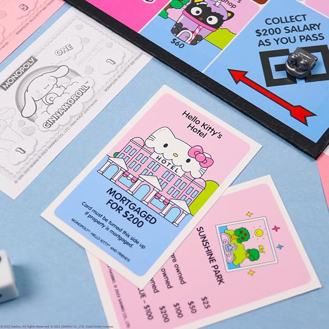 Monopoly: Hello Kitty and Friends Buy Sell Trade Buildings from The Animated Series Featuring My Melody Badtz-Maru Keroppi Classic Monopoly Game Officially-Licensed Hello Kitty Merchandise