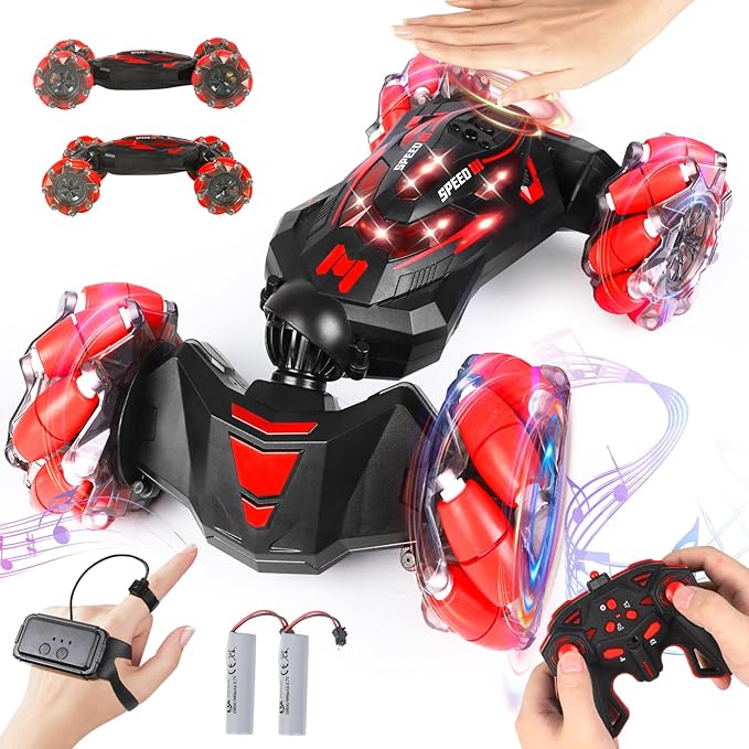 Remote Control Car Gesture Sensing RC Stunt Car 4WD Offroad for Rotating 2.4 Ghz Remote Control and Hand Controlled Twist CarsTransform RC Cars Toy Presents for Boys and Girls Age 6-13