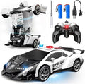 Transforming Remote Control Car Transform Robot Toys for Boys 3-8 Years Old Rechargeable RC Police Car with Lights 2.4Ghz Deformation 360° Rotating Race Kids Toys Easter Gifts