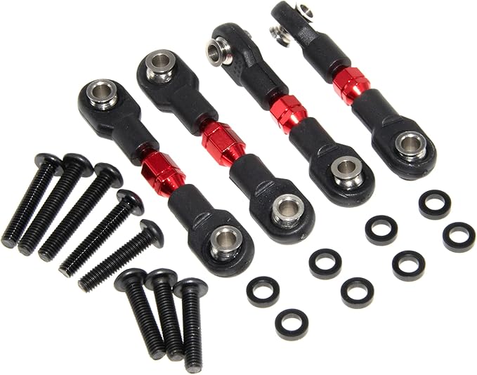 Pull Rod Linkage Compatible with 1/10 Traxxas 4-Tec Upgrade Drift Ford Mustang Replace Rc Car Aluminum Alloy Part Replace(Red)