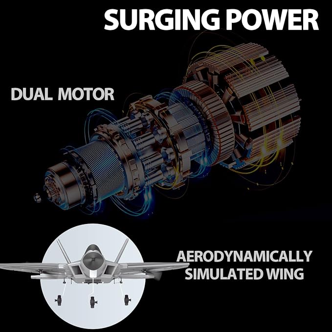 RC Planes 4 Channel F22 Raptor Remote Control Airplane with LED Light 6-Axis Gyro 3 Flight Modes One-Key Aerobatic Wingspan 500mm Fuselage 360mm RTF Suitable for Outdoors and Gifts