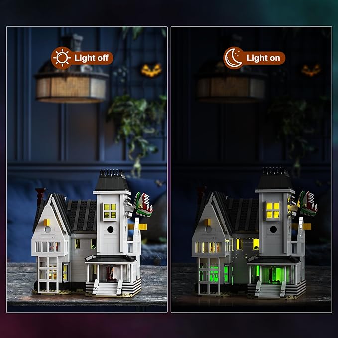 Horror Movie Beetle House Halloween Building Blocks Set Betelgeuse Sandworm Monster Lydia Deetz Toys Compatible with Lego Creative Birthday Decor Gift for Film Fans 18+ Adult (1851pcs)