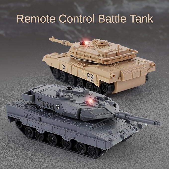 2.4GHz Mini RC Tank Toy with LED and Rotating Turret. The Ultimate Military Toy for Boys and Girls (Yellow)