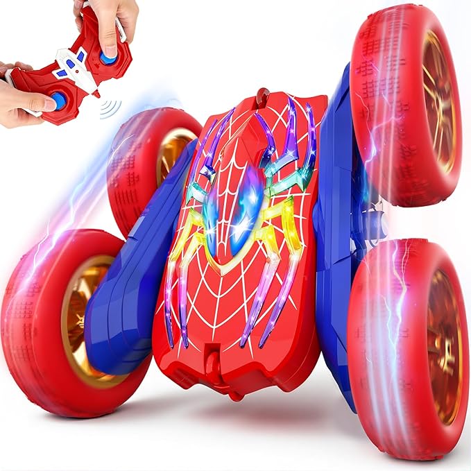 360°Flip Rc Cars Toys with Glowing Hero Eyes &amp Legs 2.4GHz Drift Stunt Remote Control Car 4WD &amp Double-Sided Race Car Birthday Gifts Toys for 3 4 5 6 7 8 9 10 11+ Year Old Boys Age 3-4 4-6