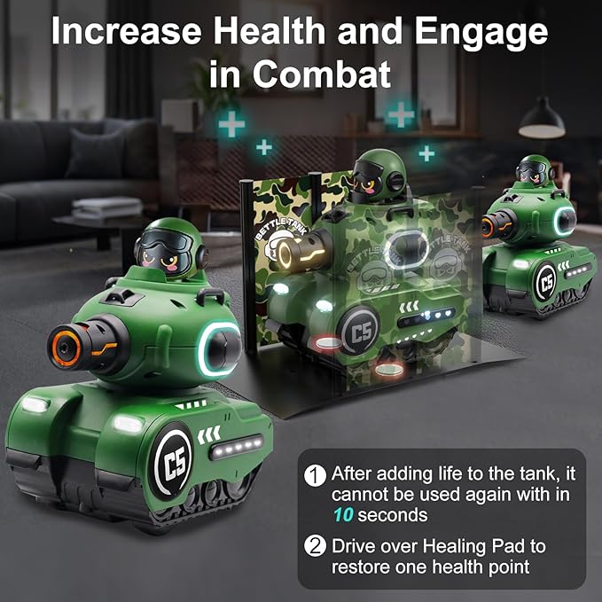 Remote Control Battle Tanks RC Battle Tanks with Infrared System Hobby RC Cars RC Tank that Shoots with HP Station Military Army Toys Christmas Birthday Gifts for 6-12 Year Old Boys Girls 2 Pack