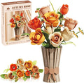 Bagari Roses Bouquet Building Set - Artificial Flowers Building Blocks with Vase Compatible with Lego Kit for Adults - Collection for Home Office Decor Gifts for Women Men Birthday Anniversary 868PCS