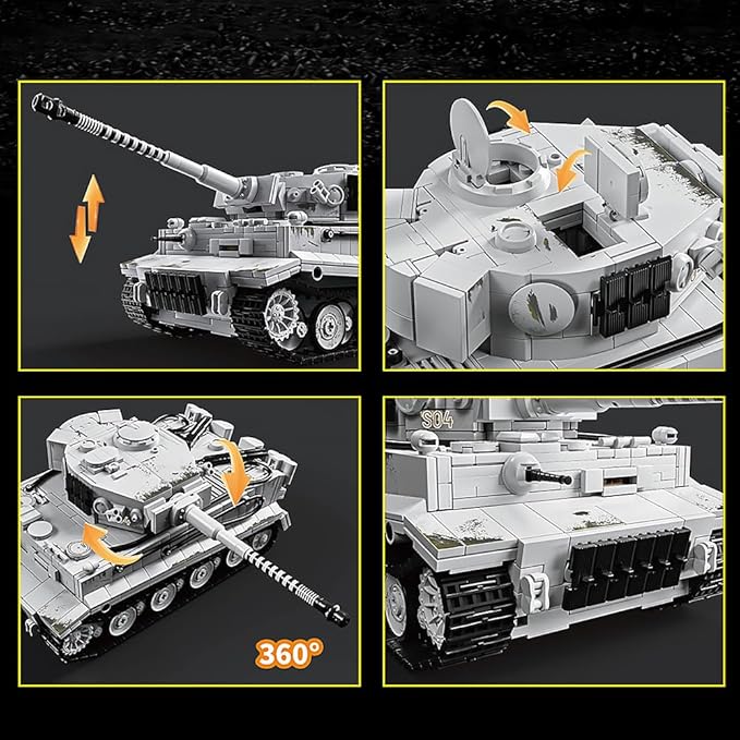 39063“Michael Wittmann's Tiger Tank No.S04” Building Block Set 1628 Pieces Military 1:28 Scale Tank Model Toys Ideal Gift for Room Decoration or Collection