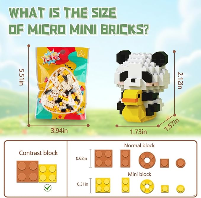 HIGH GODO 12Pack Pandas Party Favors Building Set 1977PCS Cute Animals Set for Goodie Bag Stuffers Classroom Prizes Party Favors Birthday Easter Gifts for Teens 14+ (Not Compatible with Major Brand)