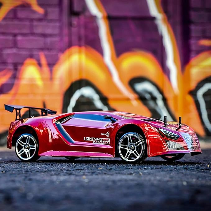 Redcat Racing Lightning EPX RC Drift Car 1/10 Scale 4WD with 2.4GHz Radio 19T Brushed Motor Tunable Suspension Remote Control Car with Battery and Charger - Metallic Red