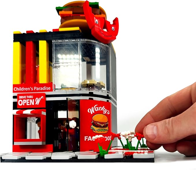 General Jim's Wacky Burger Modular Fast Food Burger Joint Restaurant Building Blocks Bricks Set