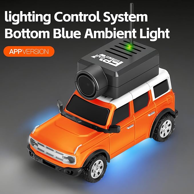 GoolRC WLtoys 6405 Mini RC Car 2.4GHz 1:64 Scale FPV Remote Control Car with Camera 720P and Gyro APP Control Vehicle with LED Lights for Adults Without Remote Controller (Orange)