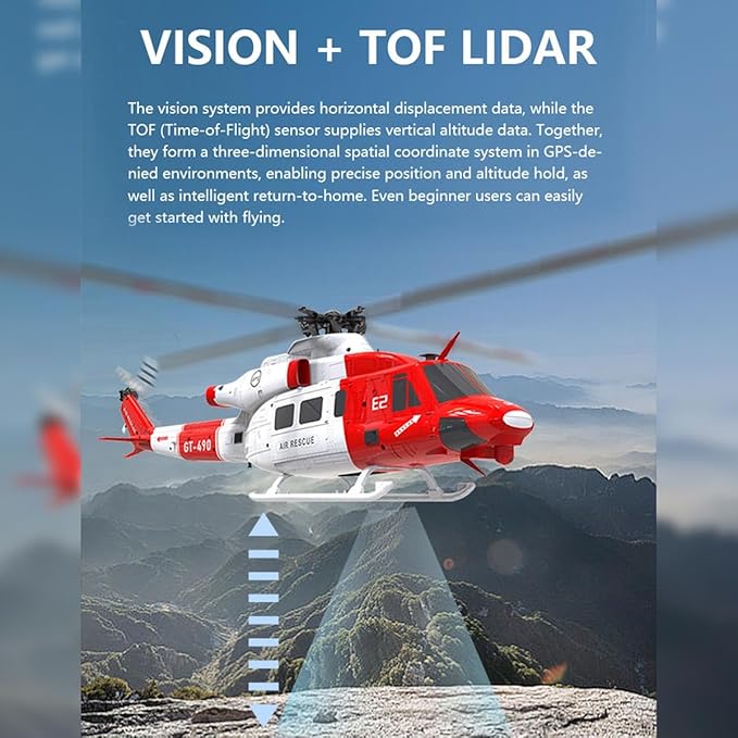 GOOSKY E2 UH-1Y RC Helicopter 2.4G 6CH Dual Brushless Simulation Stunt Aircraft Model with GPS Auto-Stabilization One-Key Return (RTF Version)