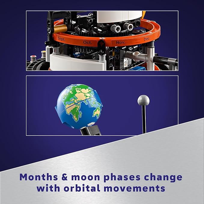 LEGO Technic Planet Earth and Moon in Orbit Building Set Outer Space Birthday Gift for 10 Year Olds Solar System Toy for Imaginative Independent Play Room Décor for Boys &amp Girls 42179