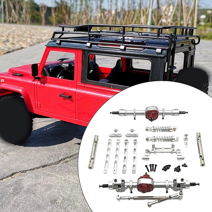 RC Car Upgrade Parts Front and Rear Assembly Kits Metal for MN82 LC79 MN78 1/12 Scale RC Hobby Car Argent