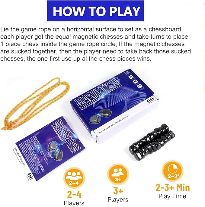Magnet Game with 32 Stones Magnetic Chess Game with String for Family &amp Party &amp Travel &amp Camping Puzzle Strategy Games