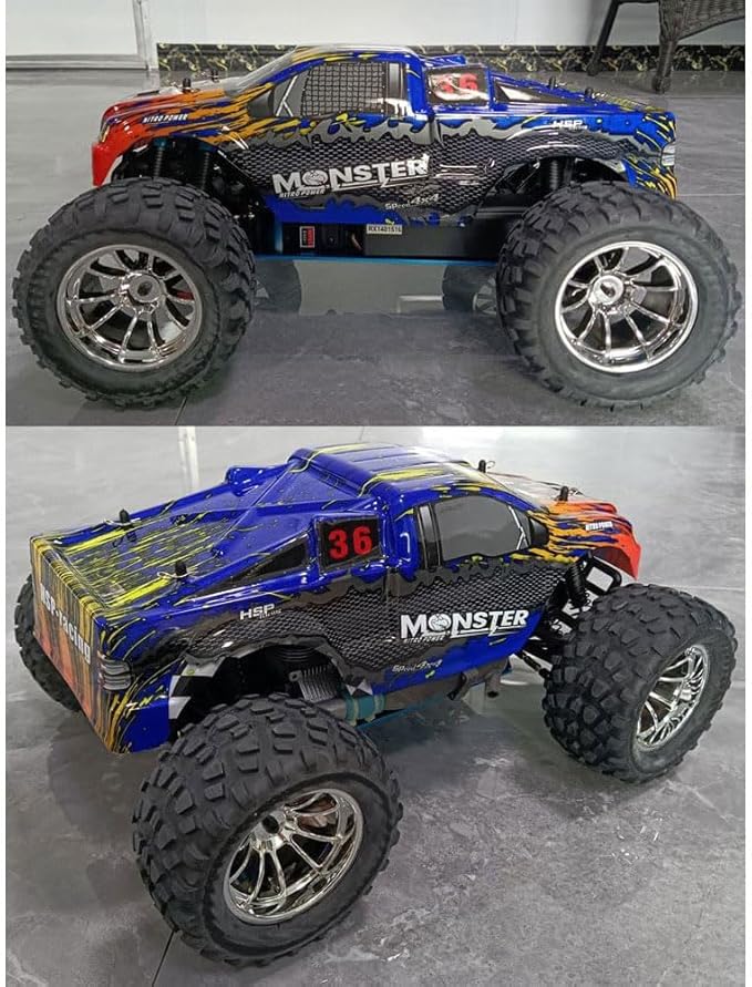 1/10 Nitro RC Truck 80KM/H Fast Nitro Gas Power Car 4WD Hhigh Speed Off Road Climbing Truck Buggy for Adult 18CXP Gas-Engine Remote Control Truck RTR Hobby Racing Vehicle Short Course Crawler