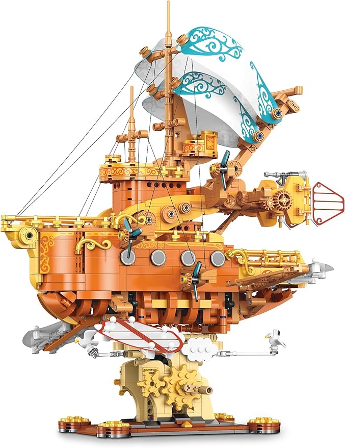 Pirate Ship Building Blocks Set for Adults (1864Piece) Fantasy Steampunk Spaceship Model for Home Office Collection Birthday Gifts for Building Blocks Lover