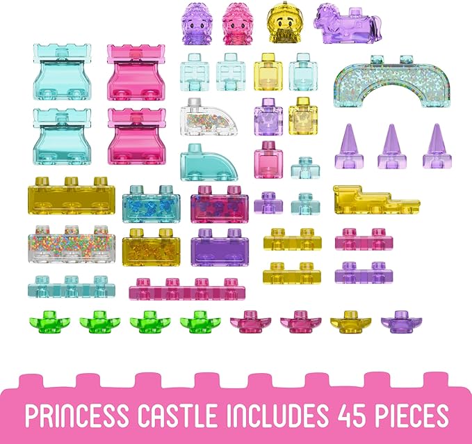 Jelly Blox Classic Castle Set | Includes 45 Pieces | Toddler &amp Preschool Building Blocks Kids Can Squeeze Stretch Squish | MESH ACCREDITED | Safety Tested &amp Ouch-Free | Sensory Play Toy for