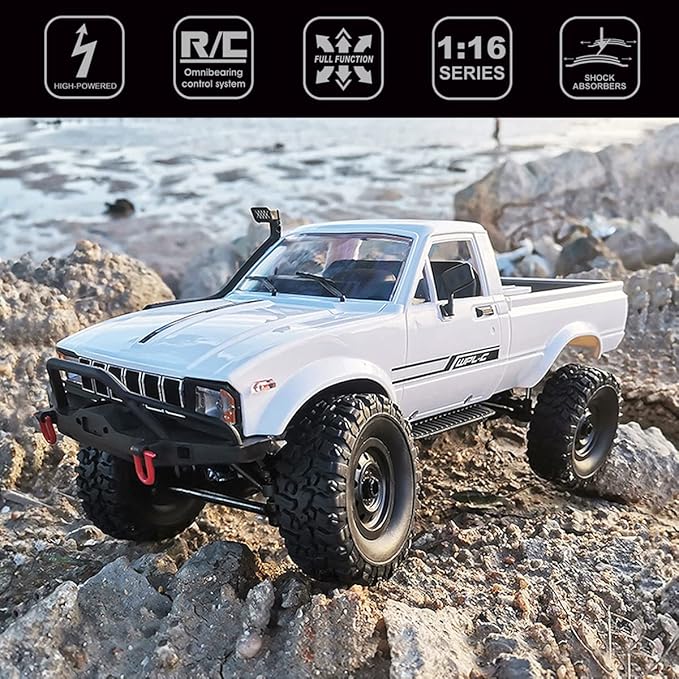 Mostop RC Crawler 1/16 Scale 4WD Offroad Rock Crawler Climbing Vehicle RC Truck Toys C24-1 Throttle &amp Steering Control Pickup Truck 2.4Ghz Remote Control Children RC Car for Kids
