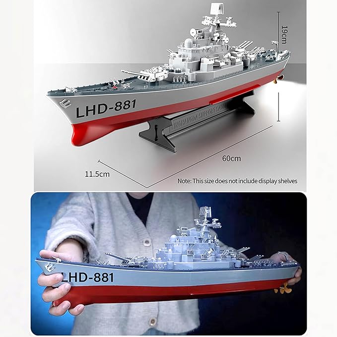 GoolRC Remote Control Warship RC Military Battleship 1:390 Scale Remote Control Boat for Lakes and Rivers 2.4GHz RC Armed Cruiser Boat Model with Low Battery Alarm and 3 Batteries for Adults