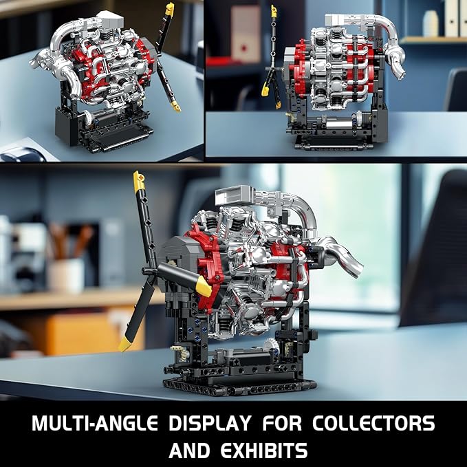Mould King Aircraft Engine Building Blocks Set - Mini Radial Aviation Engine Model Kit with Motor 7-Cylinder Engine Engineering Building Kits DIY STEM Construction Toys for Adults (1147 PCS)