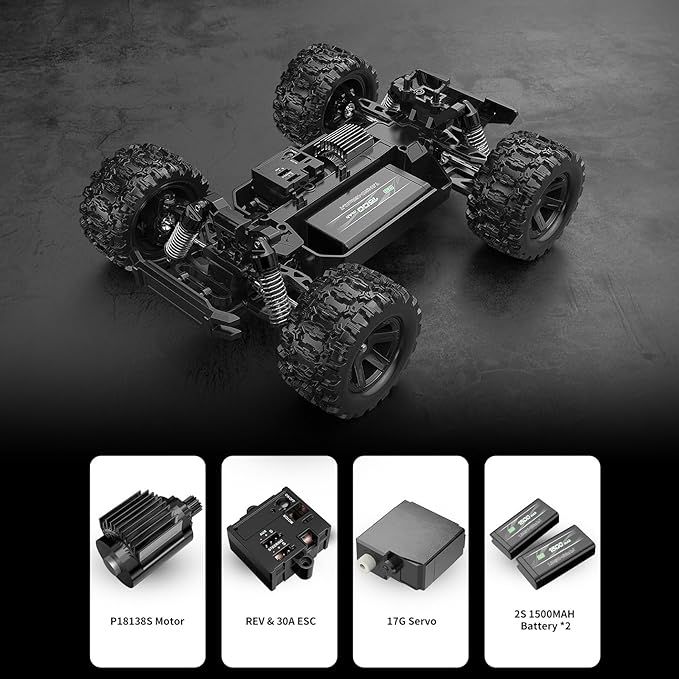 Mjx Hyper go High Speed 4WD Electric Vehicle with 2.4 GHz Remote Control 4X4 Waterproof Off-Road Truck with Two Rechargeable Batteries and Two car Bodies1/18 Scale All Terrain RC Cars 35km/h