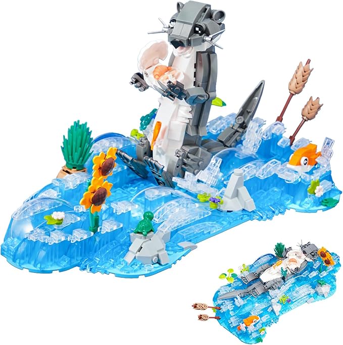 Dabbling Otter Toy Building Set - 936 PCS with Otter Sunflower Small Fish &amp Shells Creative Building Toy for Ages 8+