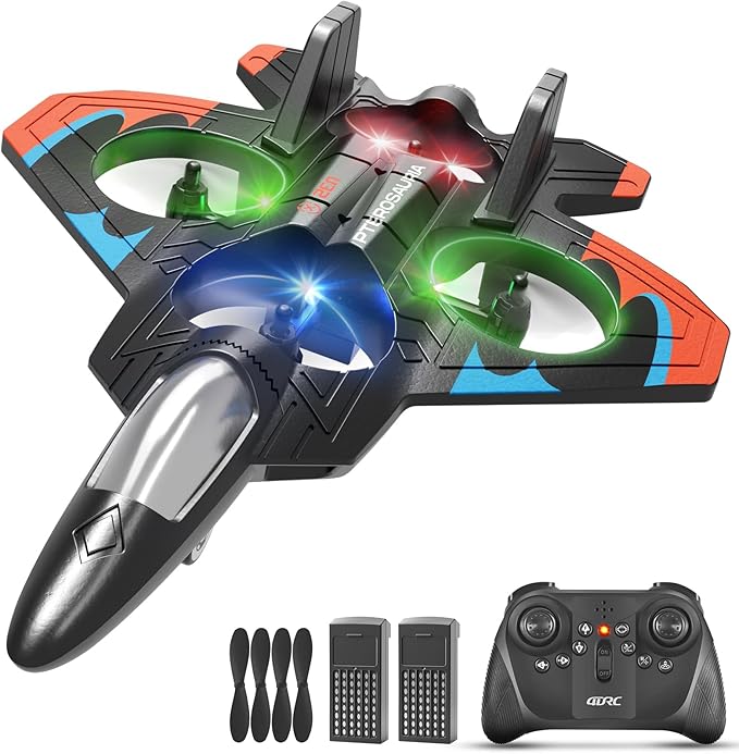 Foam Remote Control Airplanes RC Planes for Kids Adults RC Airplane Fighter Jet with Light 360° Flip Fighter Jet Toys Stunt Roll Airplane Toy Gifts for Kids Boys