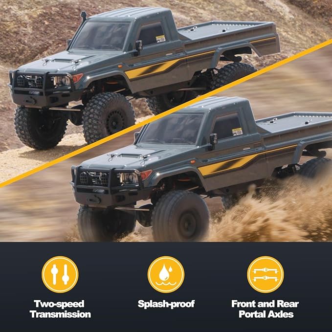 FCXㅤ YKHOBBY 1/10 YK41011 RC Crawler Hobby Grade RC Rock Crawler with 2 Speed Switch Manual Differential Lock for Adults (RTR Grey)