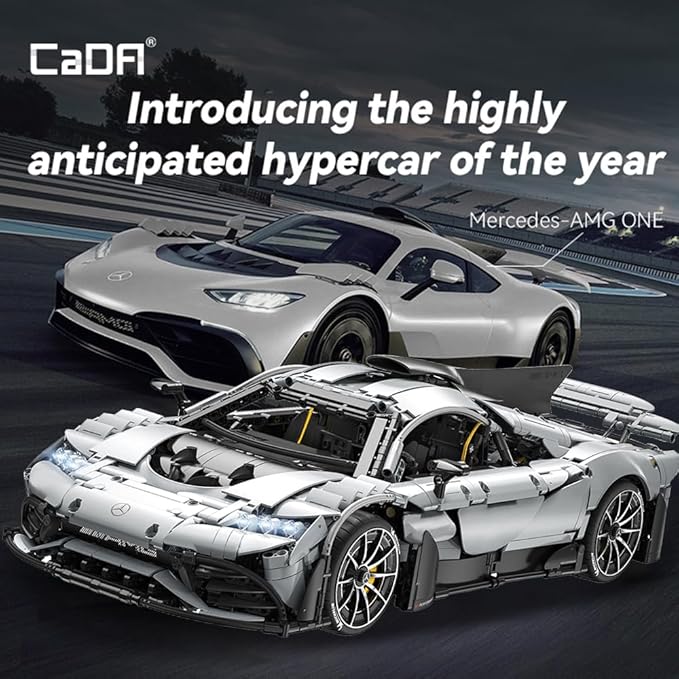 CaDA C61503W Mercedes-AMG ONE Builidng Block Set 1:8 Mercedes AMG Speed Champion Brick Model with Ejection Start Gameplay Super Car Collection Toy Sets for Adults (3295PCS)