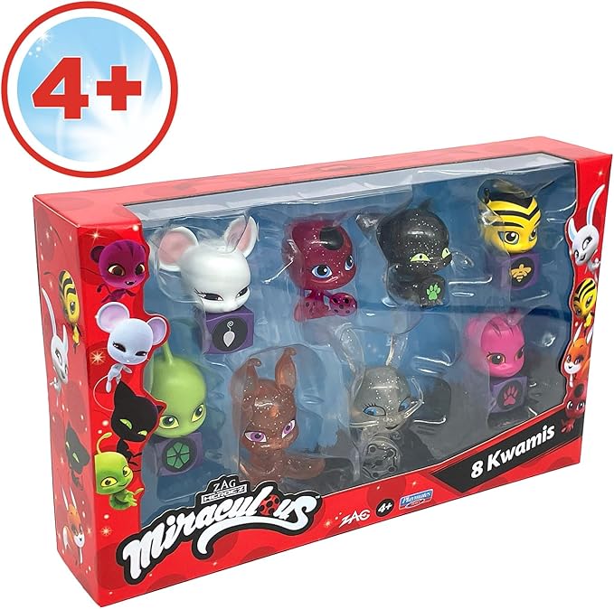 Bandai - Miraculous Tikki Plagg Trixx Wayzz Pollen Nooroo Fluff and Duusu 8 Kwamis Pack - Mini Figure Collection-P50532 P50532 Multi-Colour