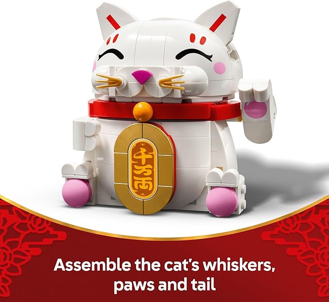 LEGO Lucky Cat Building Toy for Girls &amp Boys - Smiling Cat W/Waving Paw Function for Kids Ages 9+ - Home Decor for Spring Festival &amp Chinese New Year Celebrations - Gift Idea for Birthdays -