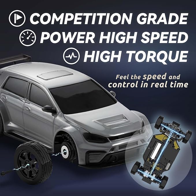 Fairrc 1/43 Scale Mini Drift RC Car 2.4GHz High Speed 4WD Drift Car for Adults RTR (Gray)