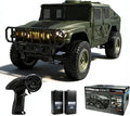 2.4GHz All Terrain RC Military Truck 4WD Remote Control Car Off Road Waterproof with Headlights Turn Signal Lights and Rechargeable Batteries Vehicle Toy Gifts for Adults Kids Age 8+ (Green)