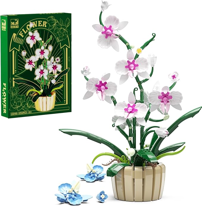 Icons Orchid Flowers Building Set Exquisite Orchid Bonsai for Adult- Compatible with Lego Flowers Ideal for Mothers and Valentine's Day Display (1192pcs)