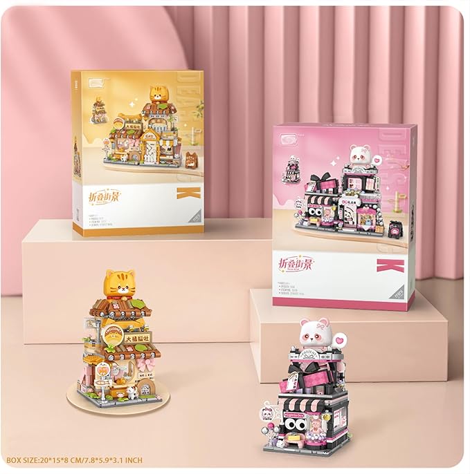 Mini City Shop Street View Building Blocks Model SetSimulation Animals Architecture Collection Particle Construction Building Bricks ToyHome Decoration (Cat Grooming Room)