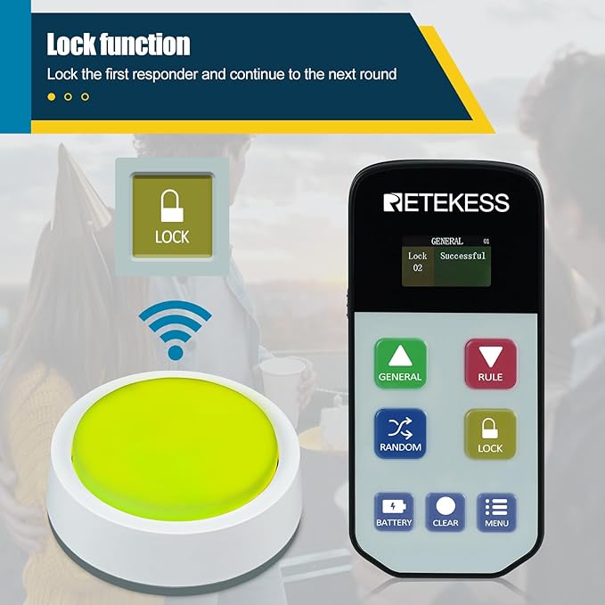 Retekess TM102 Trivia BuzzersJeopardy Buzzers3 Working Modes66ftPhysical SwitchesFamily Feud Game for Adults with 4 Rechargeable Buzzers