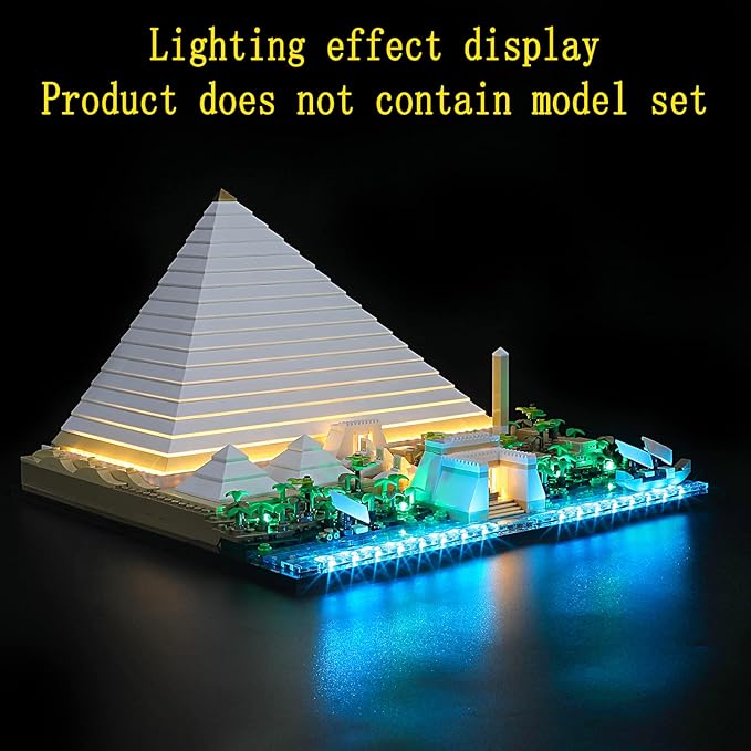 LED Light Kit Compatible with Lego Great Pyramid of Giza - Lighting Set for Architecture 21058 Building Model (Model Set Not Included)