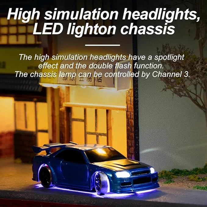 Turbo Racing 1:76 Scale Drift RC Car Table Racing 2.4GHZ Remote Control Mini Model Car with Gyro Full Proportional RTR for Adults Toys (C64-Green)