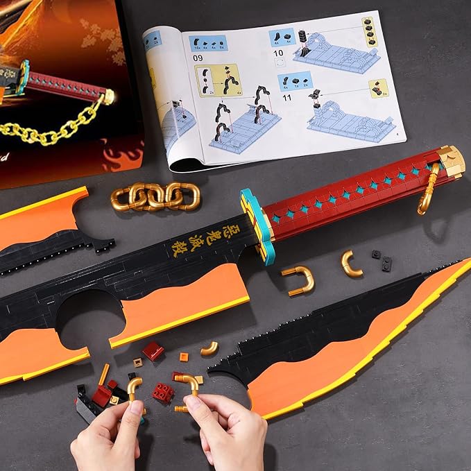HIGH GODO Demon Anime Sword Building Set 82.6in Katana Anime Cosplay Sword with Stand Holder Samurai Sword Building Set for Adults and Teens 14+ (1479 Pieces)
