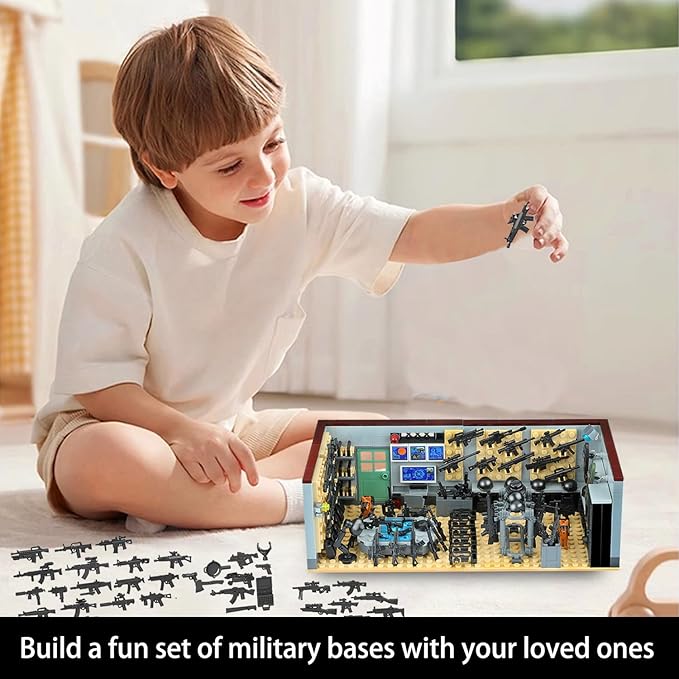Army Military Base Building Blocks Set Toy with 6 Police Figures and Swat TeamWeapons PackCompatible with Lego Armory Battle BrickSuitable for Adults and Children Aged 6+