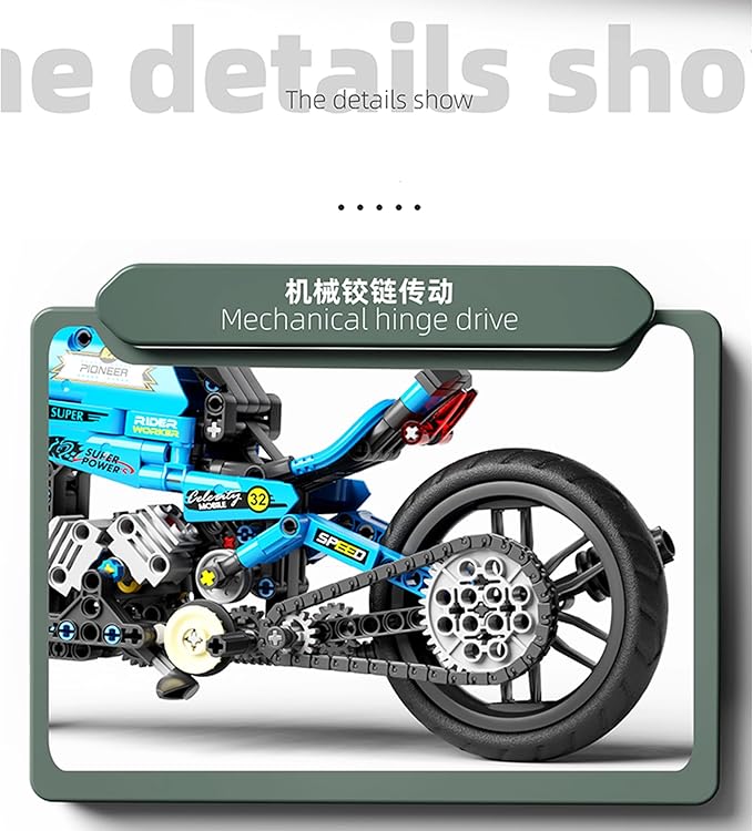 Techno-Mechanical Motorcycle Building Blocks Set STEM Education Learning Toys Creative DIY lego Racing Blocks Collectible Models Surprise Gift for Children 8-14 Years Old 469 Pcs