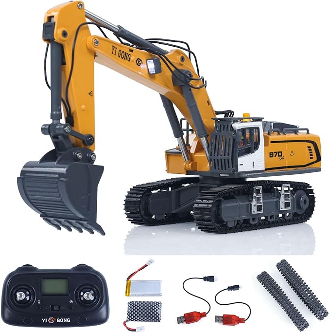 TOUCAN RC HOBBY 1/50 Electric RC Excavator K970 Remote Control Digger Construction Car Metal Bucket Tracks Lights Sounds Finished Model for Ages 14+